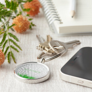 Personalised Golf Ball in Grass Key Ring