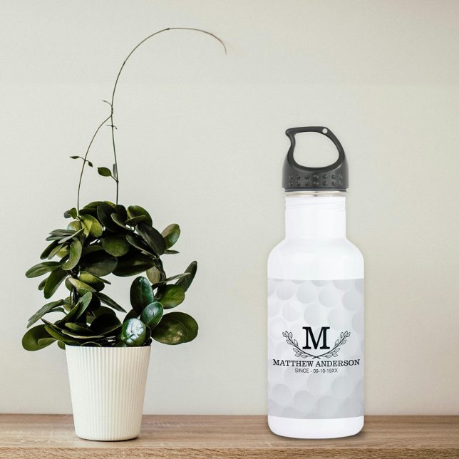Personalised Golf Ball Pattern Name Monogram Age 532 Ml Water Bottle (Creator Uploaded)