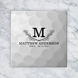 Personalised Golf Ball Pattern Name Monogram Age Ceramic Tile