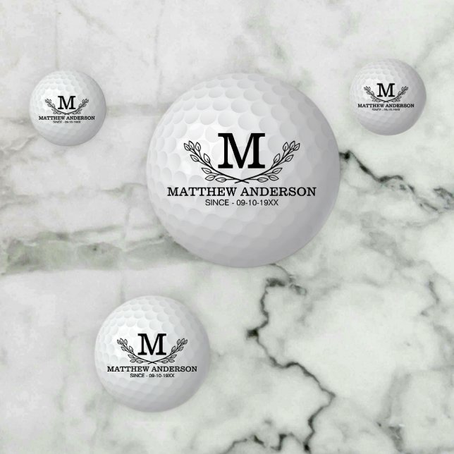 Personalised Golf Ball Pattern Name Monogram Age Confetti (Creator Uploaded)