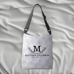 Personalised Golf Ball Pattern Name Monogram Age Crossbody Bag