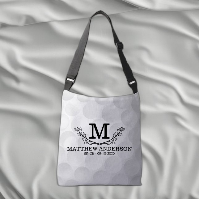 Personalised Golf Ball Pattern Name Monogram Age Crossbody Bag (Creator Uploaded)