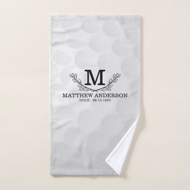 Personalised Golf Ball Pattern Name Monogram Age Hand Towel (Hand Towel)