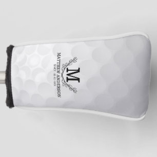 Personalised Golf Ball Pattern Name Monogram Age Head Cover