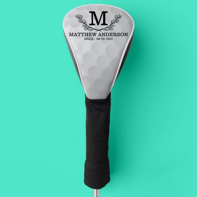 Personalised Golf Ball Pattern Name Monogram Age Head Cover (Creator Uploaded)