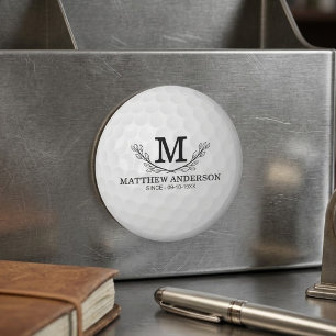 Personalised Golf Ball Pattern Name Monogram Age Magnet