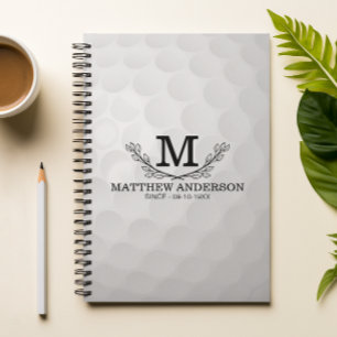 Personalised Golf Ball Pattern Name Monogram Age Notebook