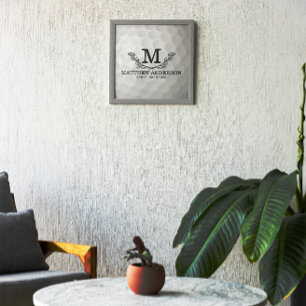 Personalised Golf Ball Pattern Name Monogram Age Photo Print