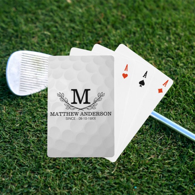 Personalised Golf Ball Pattern Name Monogram Age Playing Cards (Creator Uploaded)
