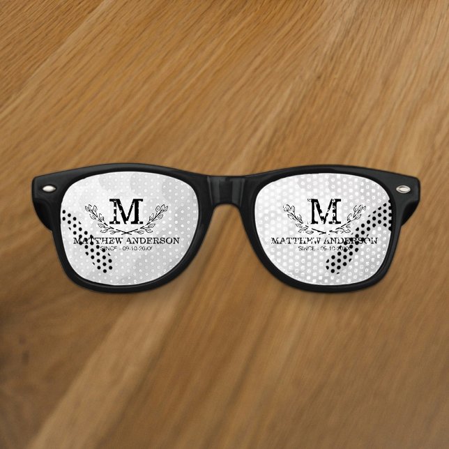 Personalised Golf Ball Pattern Name Monogram Age Retro Sunglasses (Creator Uploaded)