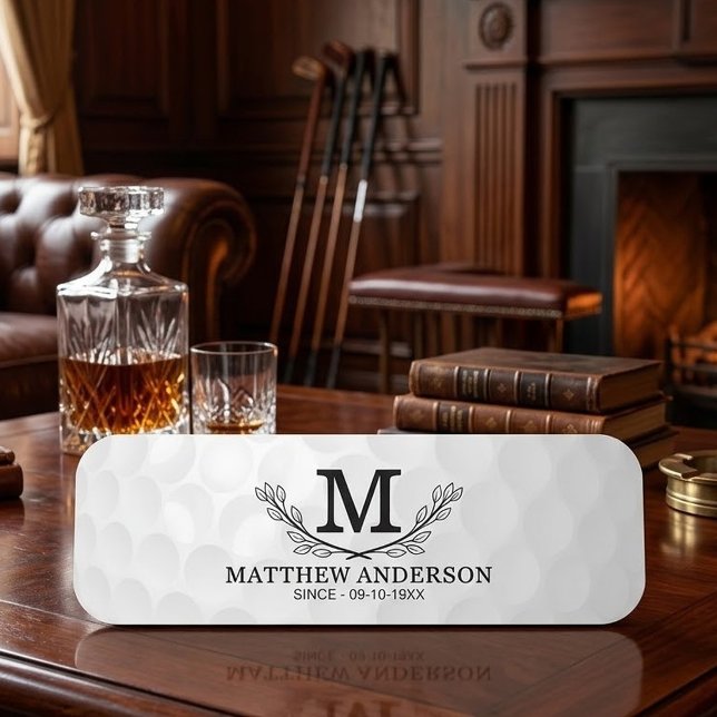Personalised Golf Ball Pattern Name Monogram Age Tag (Creator Uploaded)