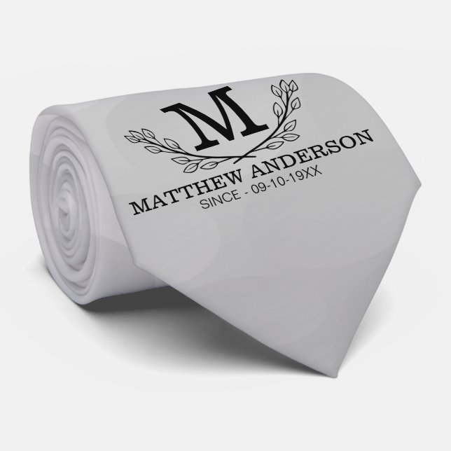 Personalised Golf Ball Pattern Name Monogram Age Tie (Rolled)