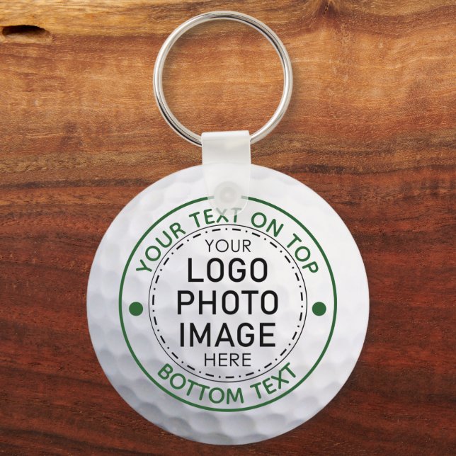 Personalised Golf Ball Photo Logo Custom Key Ring (Front)