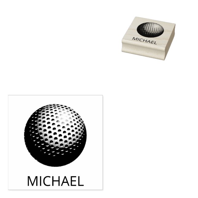 Personalised Golf Ball  Rubber Stamp (Stamped)