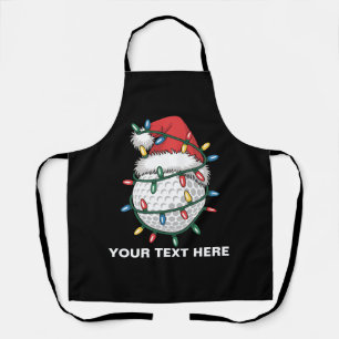 Personalised Golf Ball Santa Hat Christmas Lights Apron