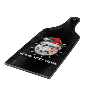 Personalised Golf Ball Santa Hat Christmas Lights Cutting Board