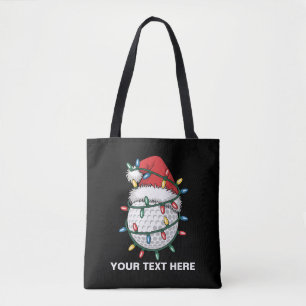 Personalised Golf Ball Santa Hat Christmas Lights Tote Bag