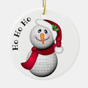 Personalised Golf Ball Snowman Santa Ceramic Ornament