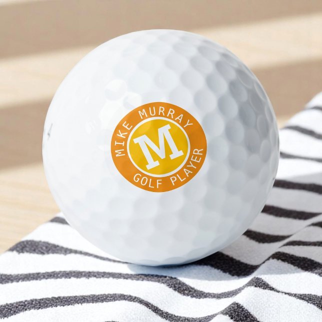 Personalised Golf Ball with yellow-orange monogram (Creator Uploaded)