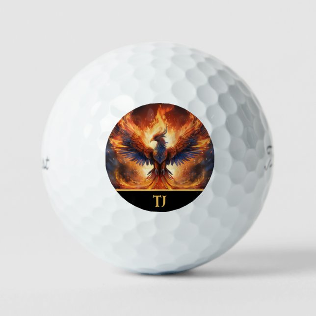 Personalised Golf Balls with a Bold Flaming Eagle  (Front)