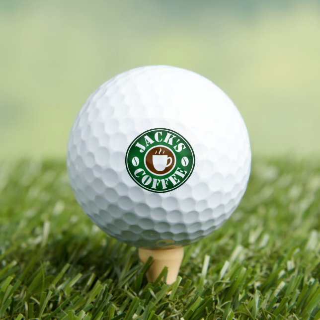 Personalised golf balls with coffee bean logo (Insitu Tee)