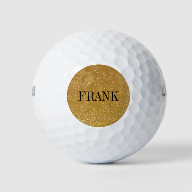 Personalised golf balls with gold glitter monogram (Front)