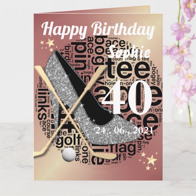 Personalised Golf Birthday Card For Ladies (Orchid)