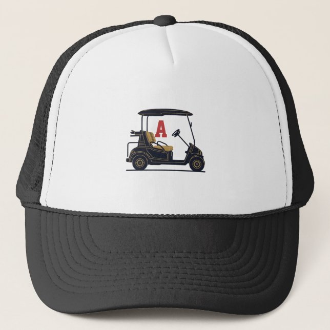 Personalised Golf Cart Monogram Trucker Hat (Front)