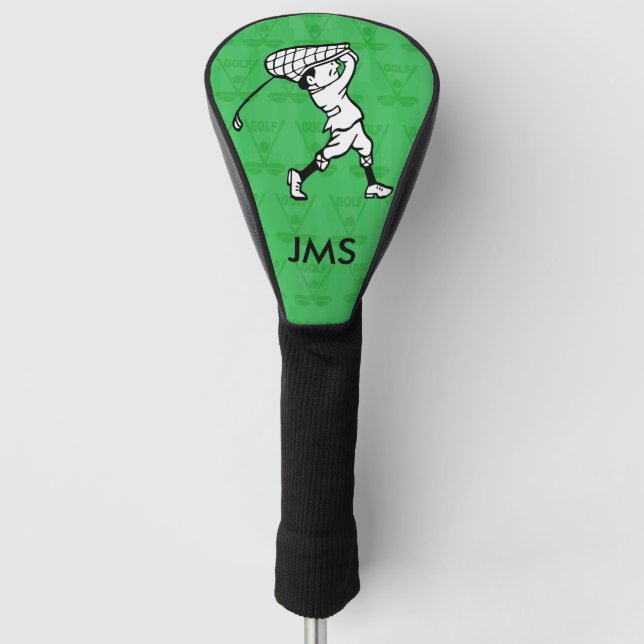 Personalised golf cartoon golfer golf head cover (Front)