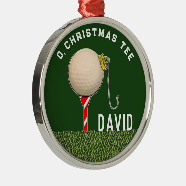 Personalised Golf Christmas Collectable Metal Ornament (Right)