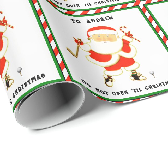 Personalised Golf Christmas Gift Wrapping Paper (Roll Corner)