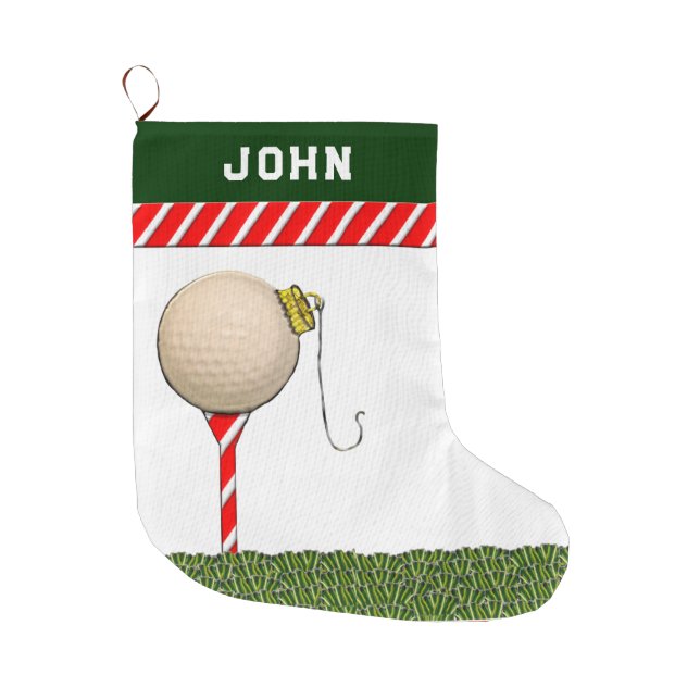 Personalised Golf Christmas Gifts Large Christmas Stocking (Front)