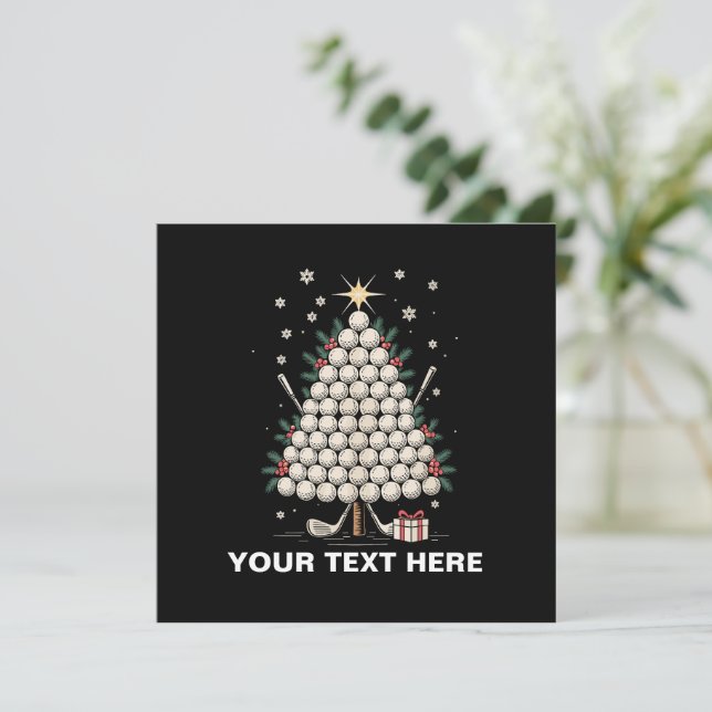 Personalised Golf Christmas Tree Equipment Family Invitation (Standing Front)