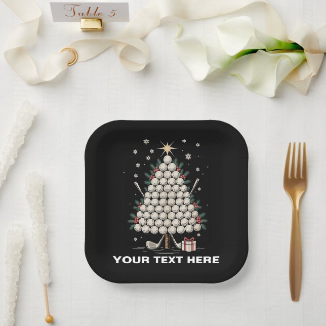 Personalised Golf Christmas Tree Equipment Family Paper Plate (Wedding)