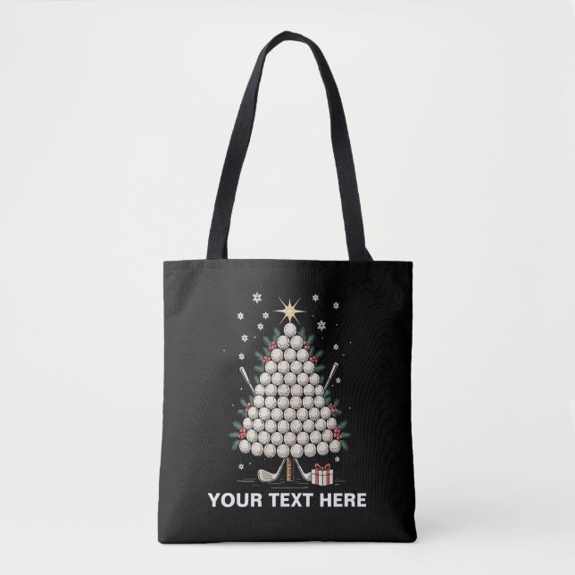 Personalised Golf Christmas Tree Equipment Family Tote Bag (Front)