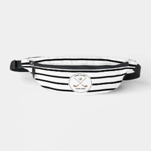 Personalised Golf Club Golfer Black Striped Bum Bags