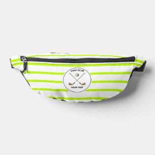 Personalised Golf Club Golfer Lime Green Striped Bum Bags