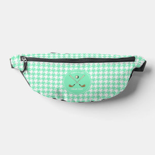 Personalised Golf Club Golfer Mint Houndstooth Bum Bags