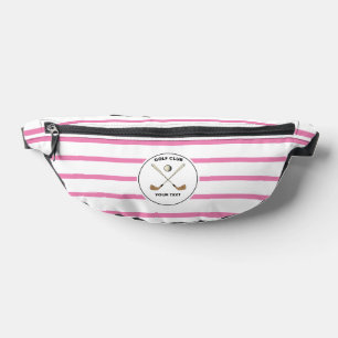 Personalised Golf Club Golfer Pink Striped  Bum Bags