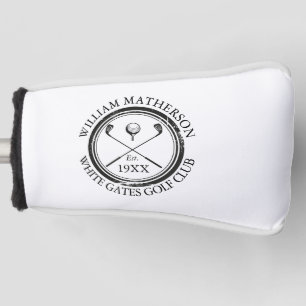 Personalised Golf Club Name Black And White Head Cover