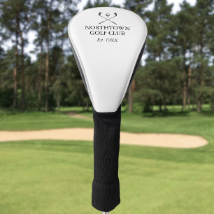 Personalised Golf Club Name Black And White Head Cover