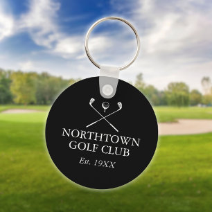 Personalised Golf Club Name Black And White Key Ring