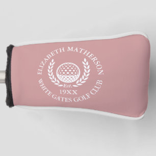 Personalised Golf Club Name Dusty Rose Pink Head Cover