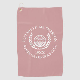 Personalised Golf Club Name Dusty Rose Pink Towel