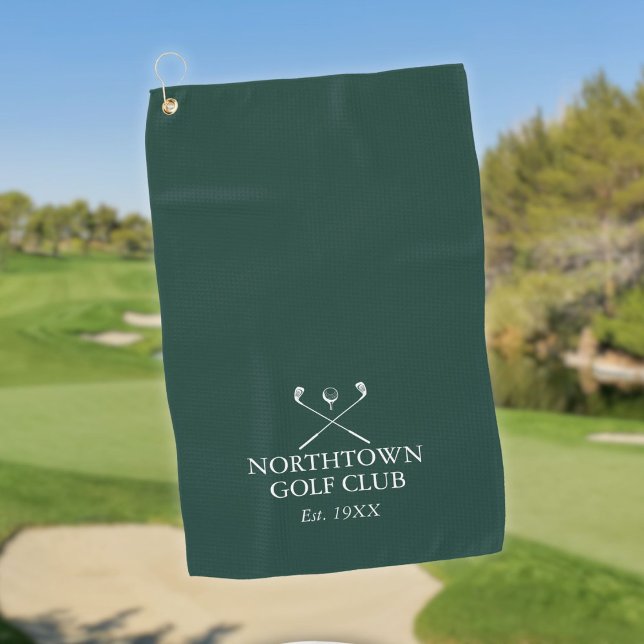 Personalised Golf Club Name Emerald Green Towel (Personalized Golf Club Name Emerald Green Golf Towel)