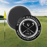 Personalised Golf Club Name Golf Aged Stamp Magnet<br><div class="desc">Featuring classic crossed golf clubs,  golf ball design,  and aged stamp effect border,  these golf magnets are ideal for all golf clubs and club members. Personalise with the club member's name,  golf club name,  and the year the golf club was established. Designed by Thisisnotme©</div>