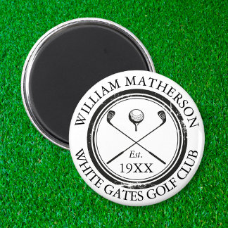 Personalised Golf Club Name Golf Retro Stamp Magnet