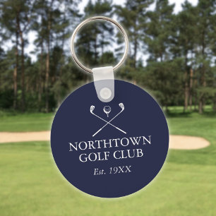 Personalised Golf Club Name Navy Blue Key Ring