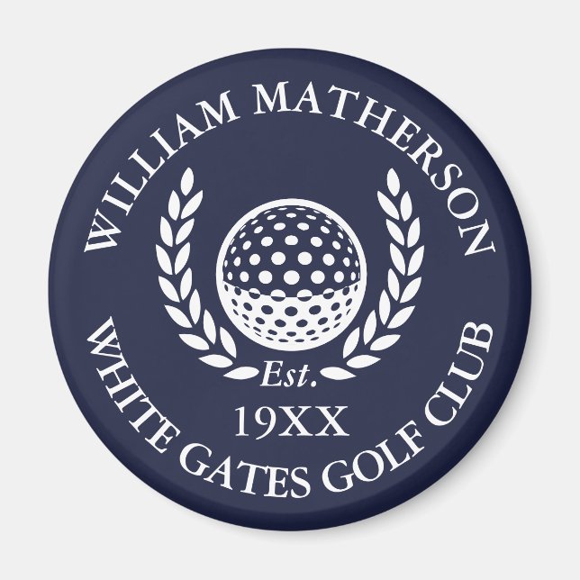 Personalised Golf Club Name Navy Blue Magnet (Front)
