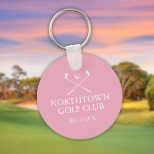 Personalised Golf Club Name Pink Key Ring